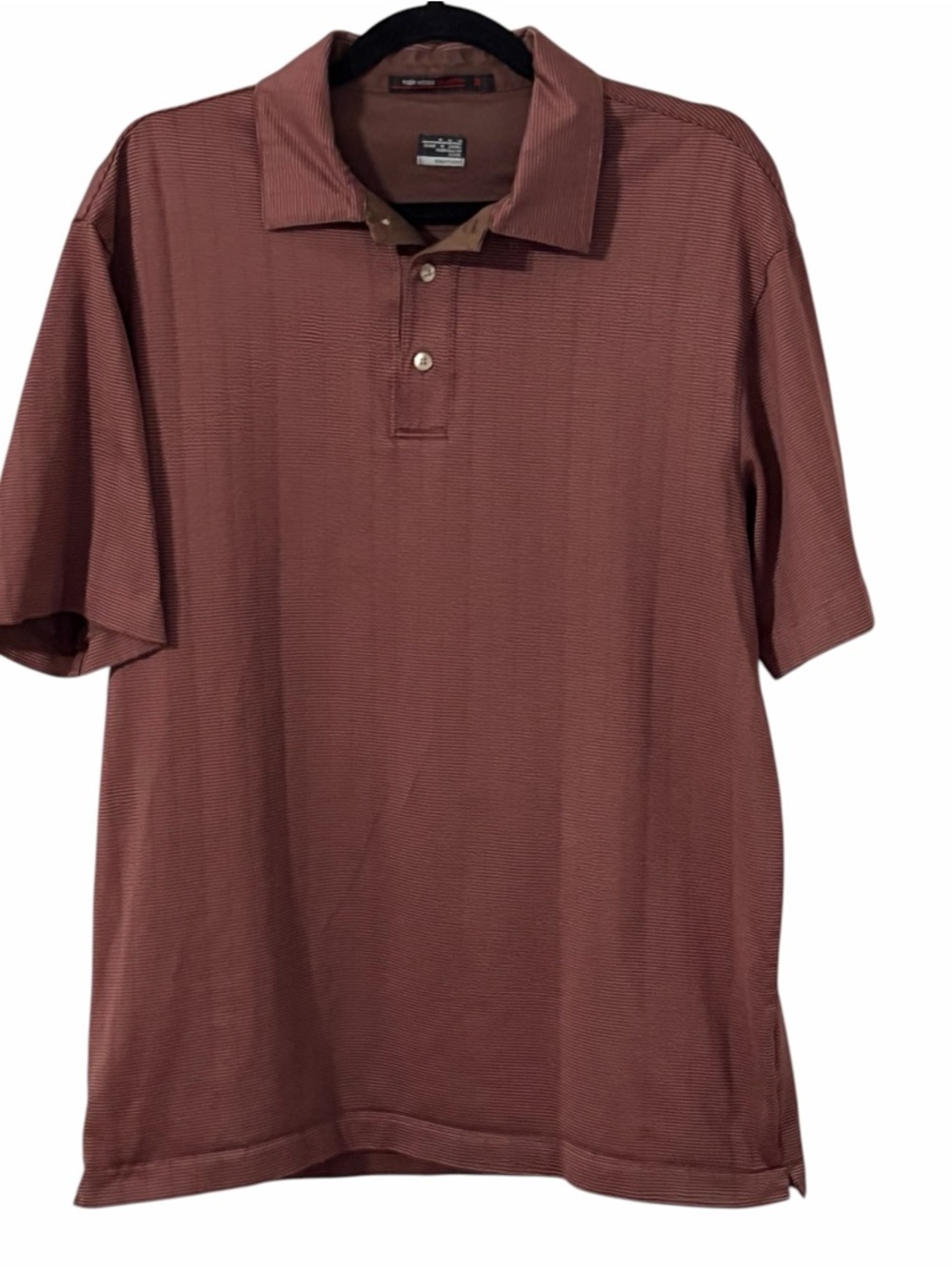 Nike Tiger Woods Collection Fit Dry Polo Shirt Mens M Red & Brown Striped Golf